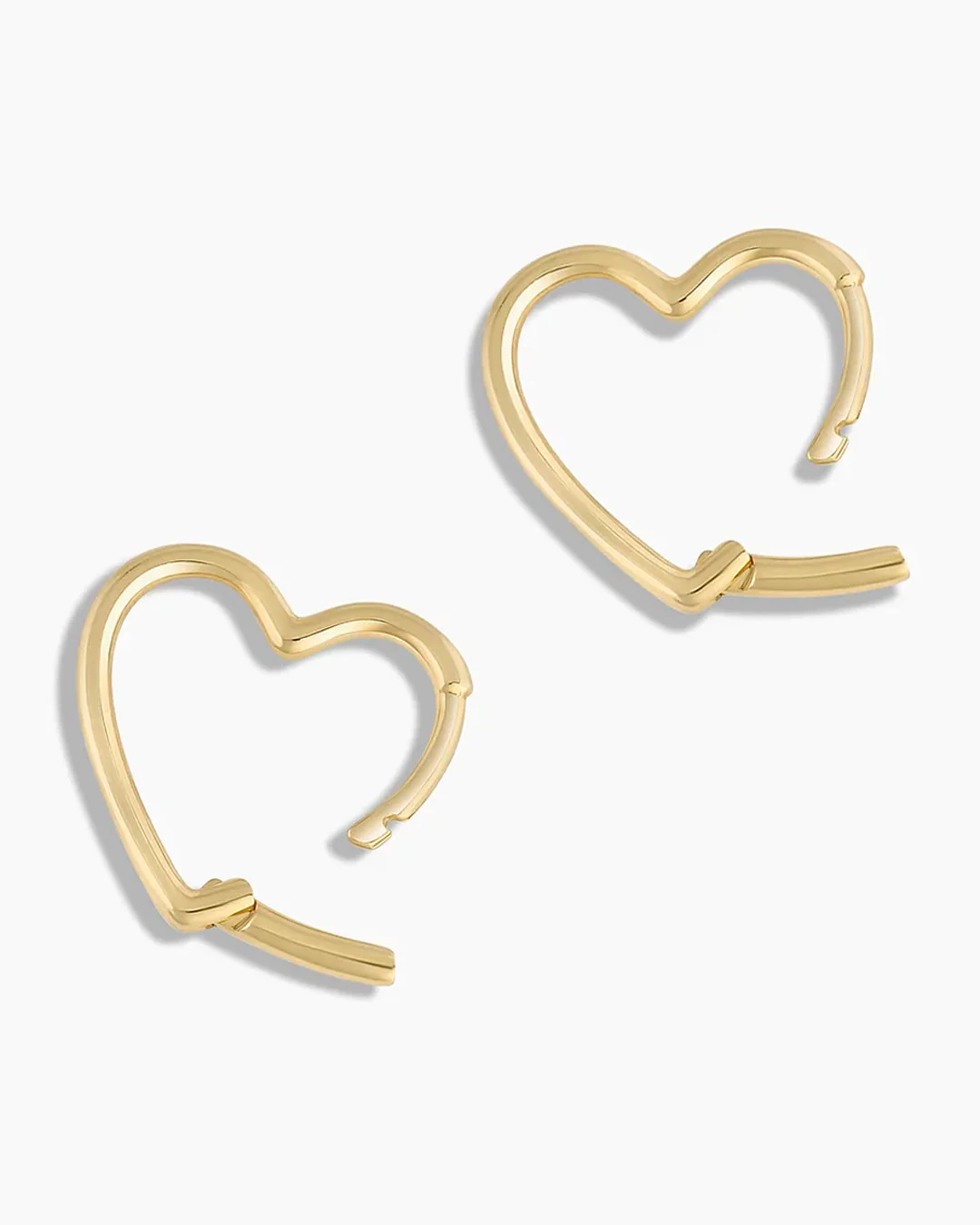 14k Gold Open Heart Huggies - Image 4