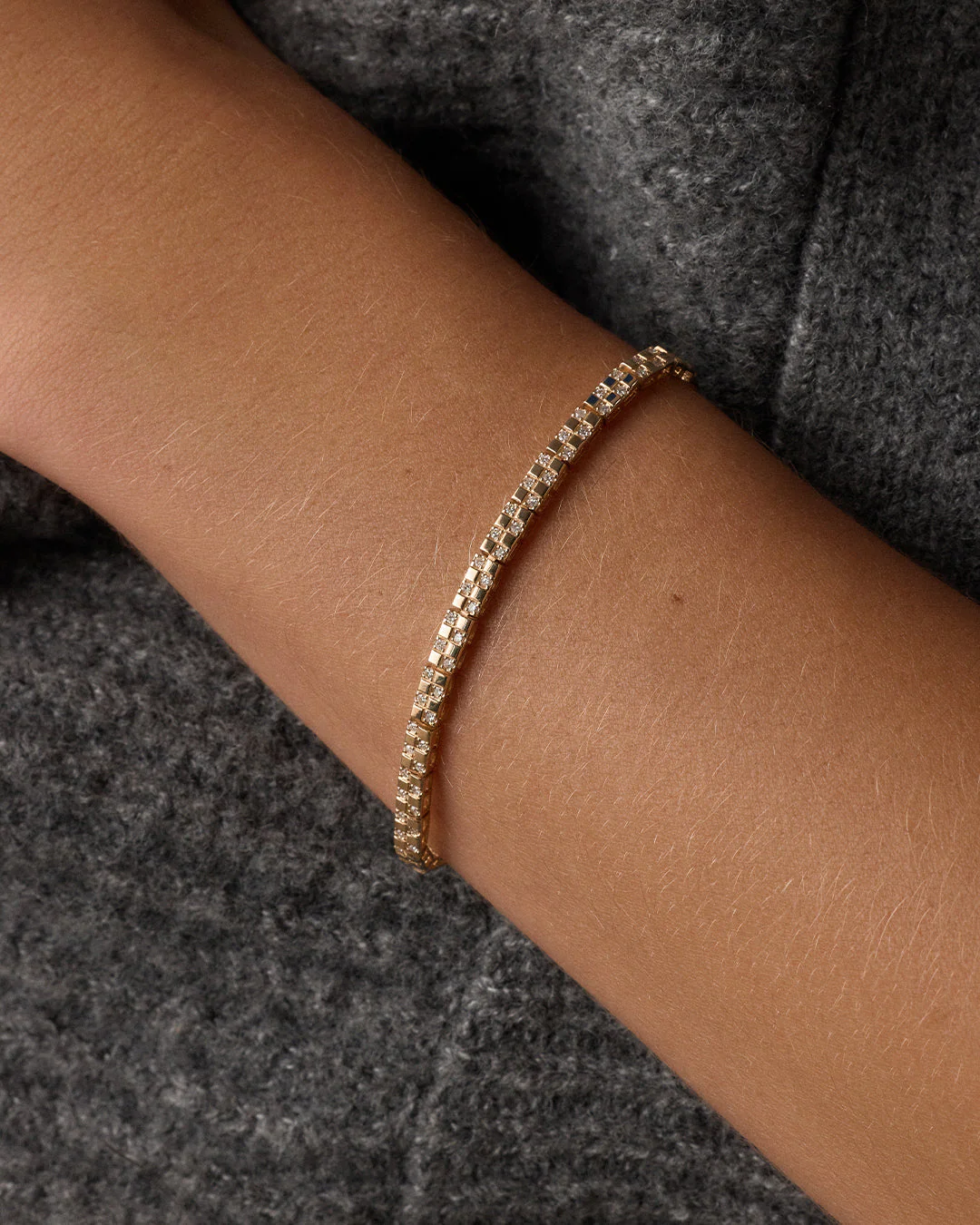 Diamond Checkered Tennis Bracelet - Image 4