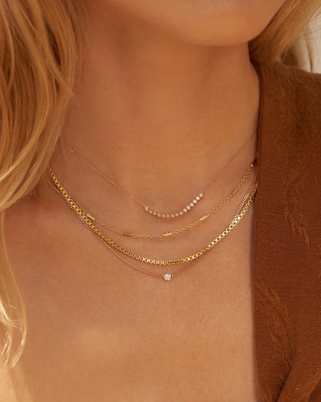 Diamond Cluster Row Necklace - Image 3