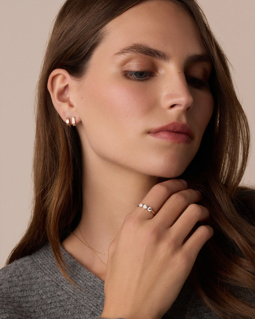 Diamond Love Rose Single Huggie - Image 3