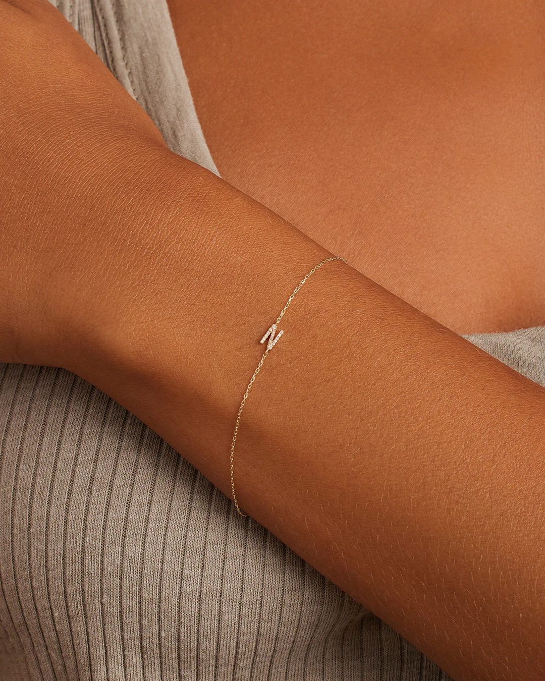 Diamond Pavé Alphabet Bracelet - Image 42