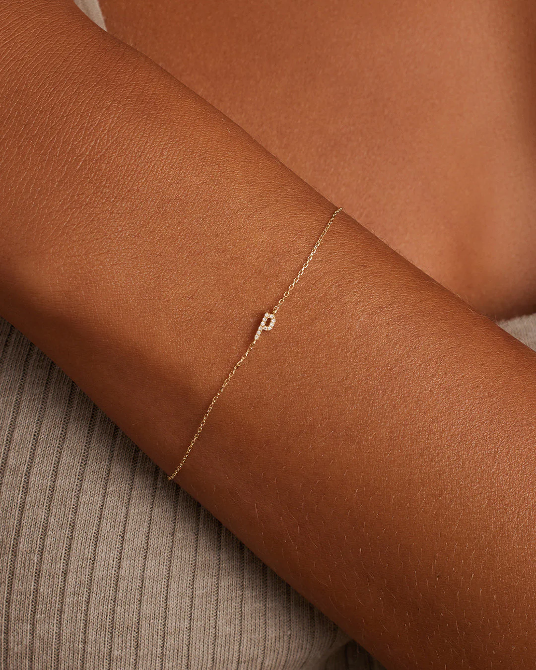 Diamond Pavé Alphabet Bracelet - Image 48