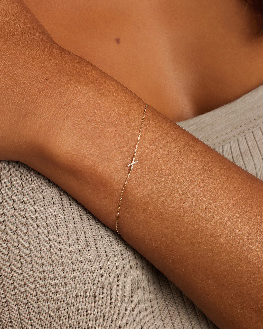 Diamond Pavé Alphabet Bracelet - Image 72