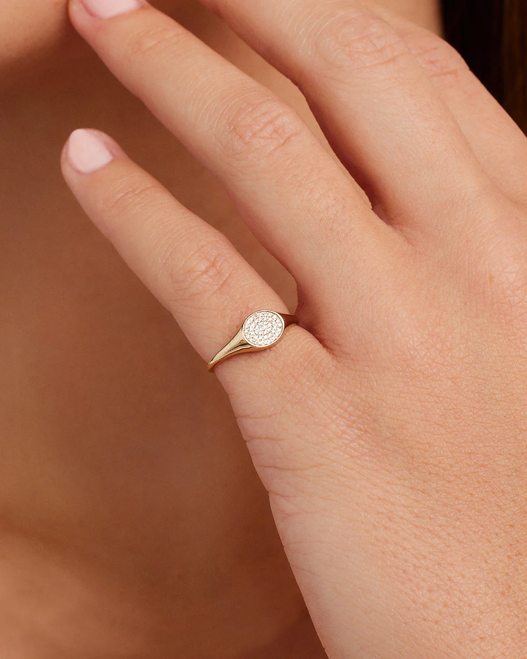 Diamond Pavé Signet Ring - Image 2