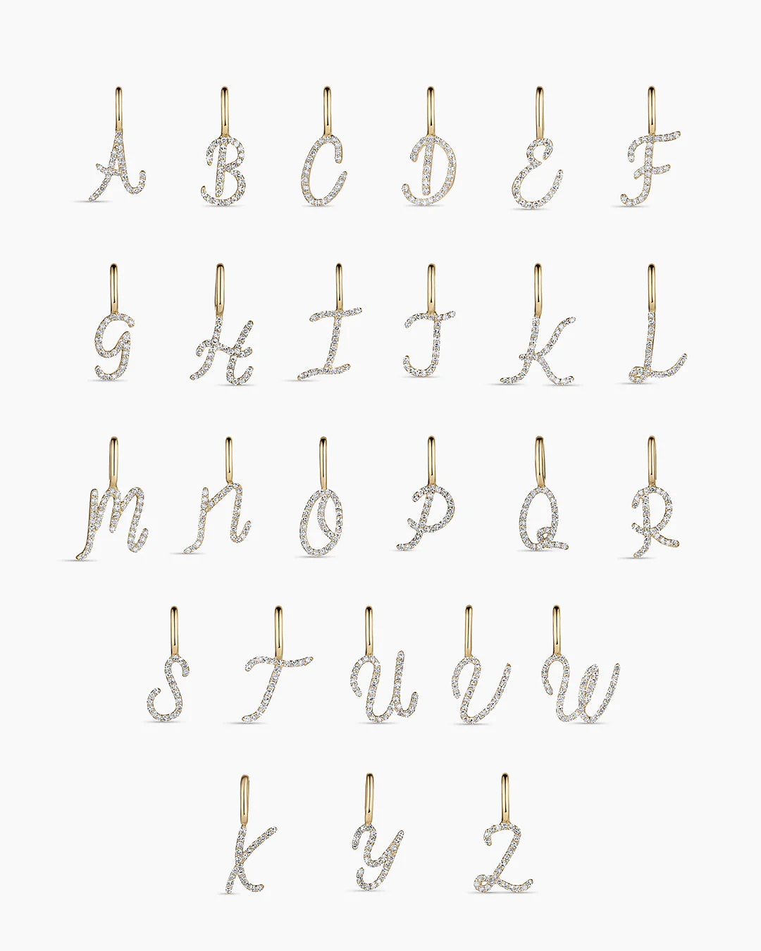 Diamond Script Alphabet Charm Necklace - Image 105
