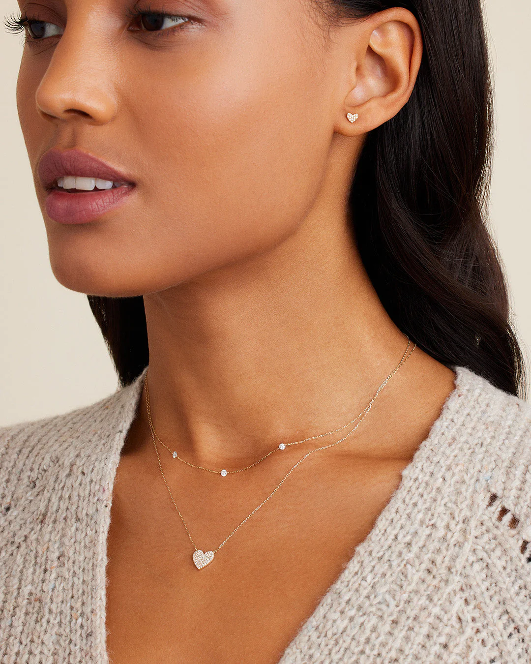 Floating Diamond Stationary Trio Necklace - Image 3