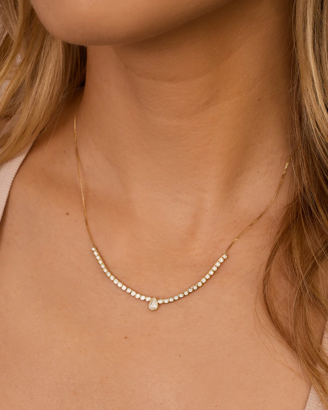 Lab Grown Diamond Pear Row Necklace - Image 2
