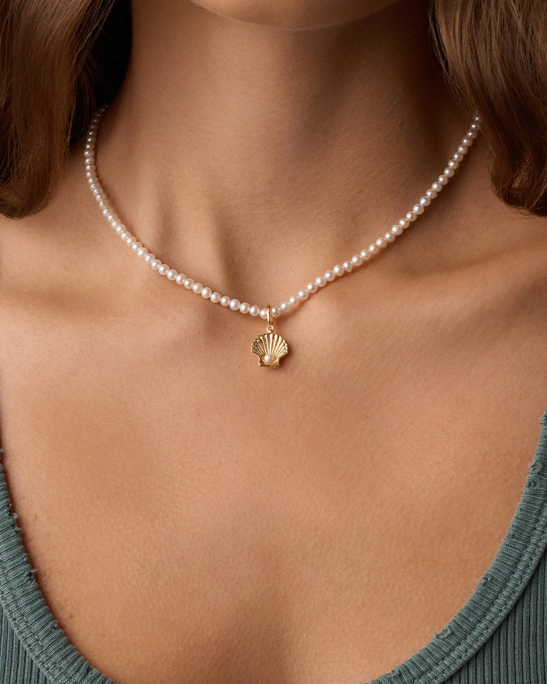 Shell Pearl Charm Necklace - Image 2