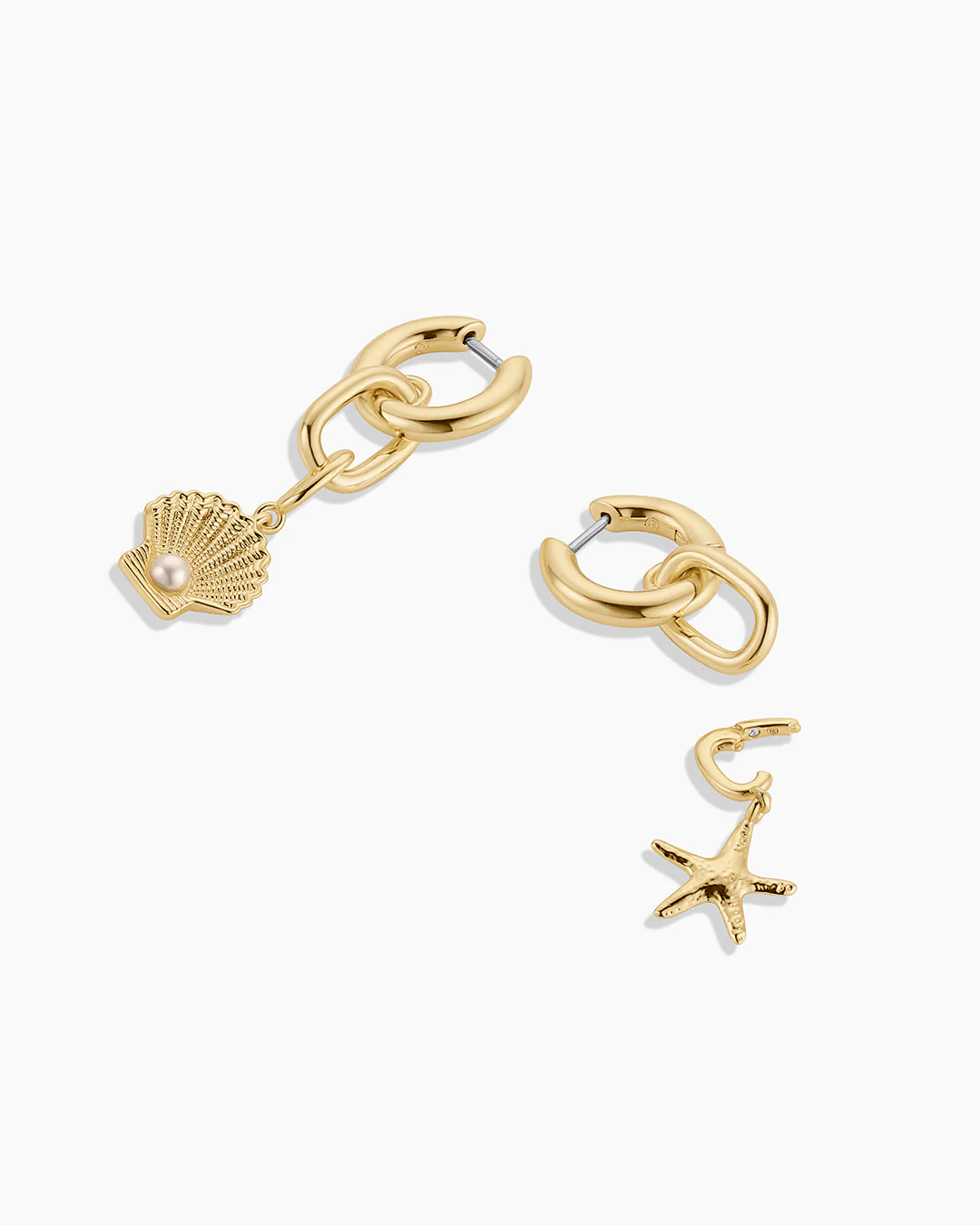 Shell Pearl & Starfish Charm Huggies - Image 5
